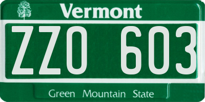 VT license plate ZZO603