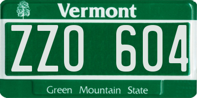 VT license plate ZZO604