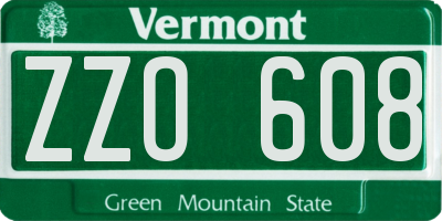 VT license plate ZZO608