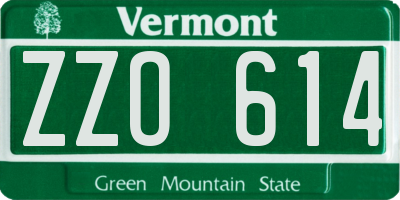 VT license plate ZZO614