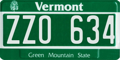 VT license plate ZZO634