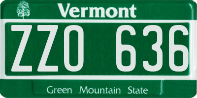 VT license plate ZZO636