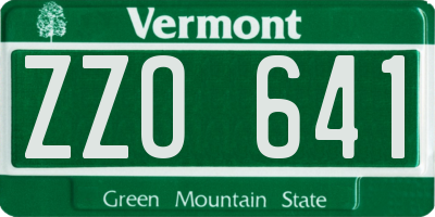 VT license plate ZZO641