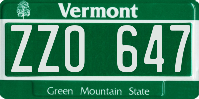 VT license plate ZZO647