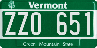 VT license plate ZZO651