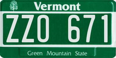 VT license plate ZZO671