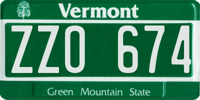 VT license plate ZZO674
