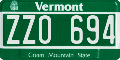 VT license plate ZZO694