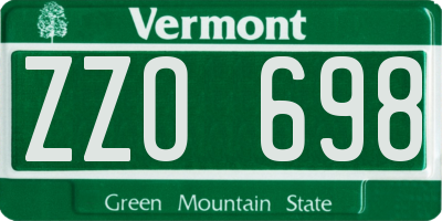 VT license plate ZZO698