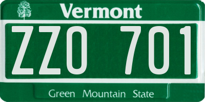 VT license plate ZZO701