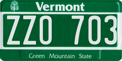 VT license plate ZZO703