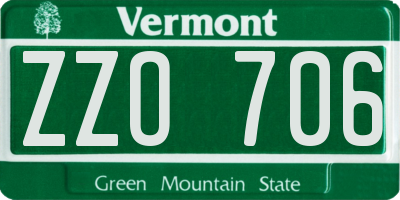 VT license plate ZZO706