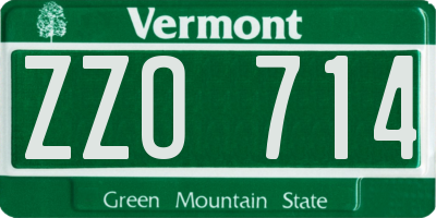 VT license plate ZZO714