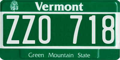 VT license plate ZZO718