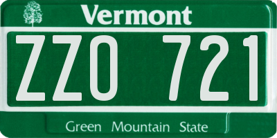 VT license plate ZZO721