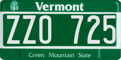 VT license plate ZZO725