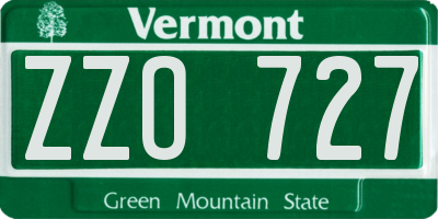 VT license plate ZZO727