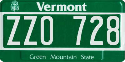 VT license plate ZZO728