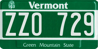 VT license plate ZZO729