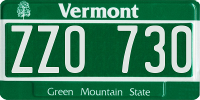 VT license plate ZZO730