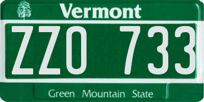 VT license plate ZZO733