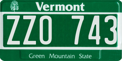 VT license plate ZZO743