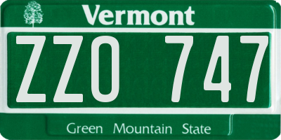 VT license plate ZZO747