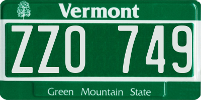 VT license plate ZZO749