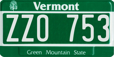 VT license plate ZZO753