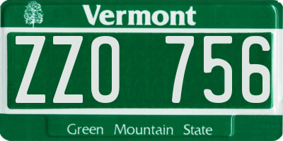 VT license plate ZZO756