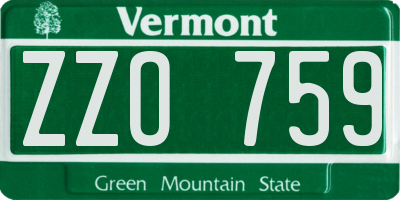 VT license plate ZZO759