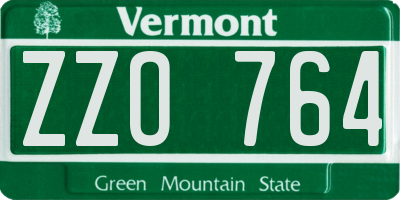 VT license plate ZZO764