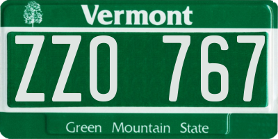 VT license plate ZZO767