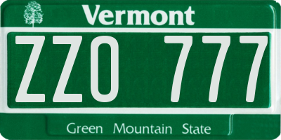 VT license plate ZZO777