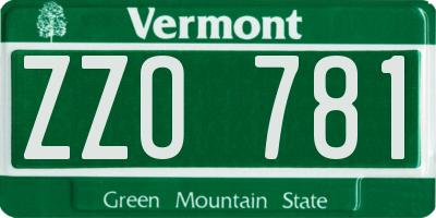 VT license plate ZZO781