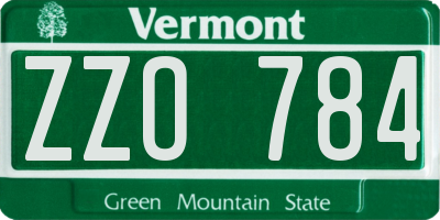 VT license plate ZZO784