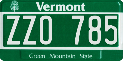 VT license plate ZZO785