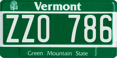 VT license plate ZZO786
