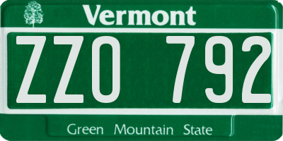 VT license plate ZZO792