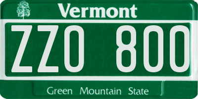 VT license plate ZZO800