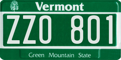 VT license plate ZZO801