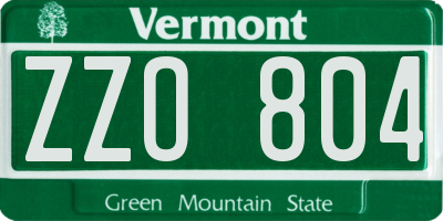 VT license plate ZZO804