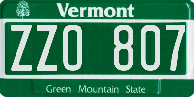 VT license plate ZZO807