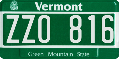 VT license plate ZZO816