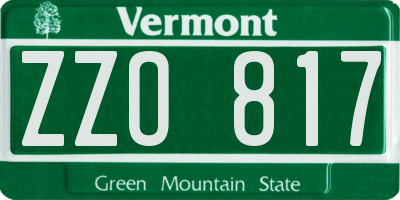 VT license plate ZZO817