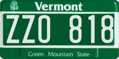 VT license plate ZZO818