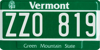 VT license plate ZZO819