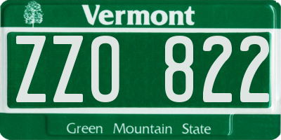 VT license plate ZZO822