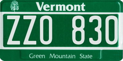 VT license plate ZZO830