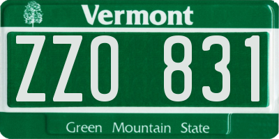VT license plate ZZO831